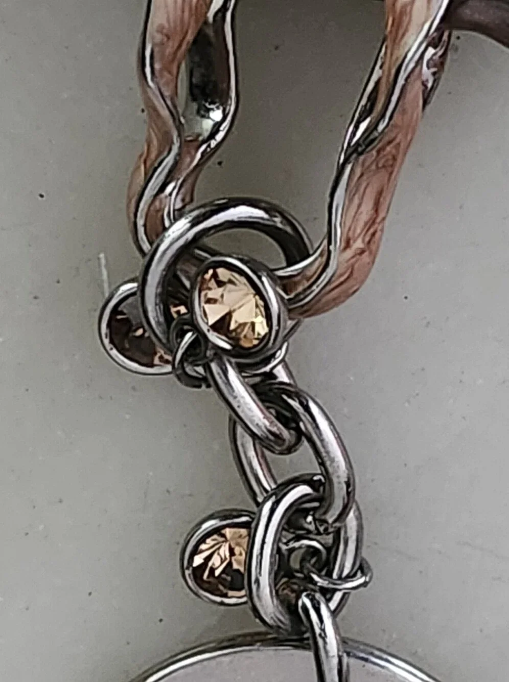 Alexander Kalifano Amber & Clear Crystal-Accented Brown Enameled Purse Keychain